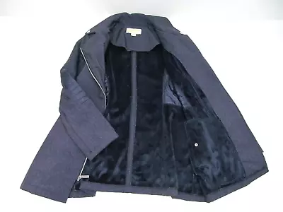 Michael Kors Women's Jacket Navy Blue Quilted Side Panels & Sleeve Coat Size L • $39.99