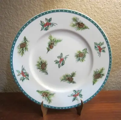 Lot Of Two (2) MIKASA Ultima+ CHRISTMAS WISH HK713 Salad Plates 8.25” Pine Cones • $21.24