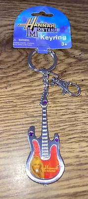 HANNAH MONTANA Pewter Guitar Keyring #27151 Disney  NEW With Tag Miley Cyrus • $3.55