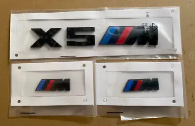 For BM X5 Series Gloss Black Emblem X5+M Logox2 Rear Trunk And Fender Badge • $16.99