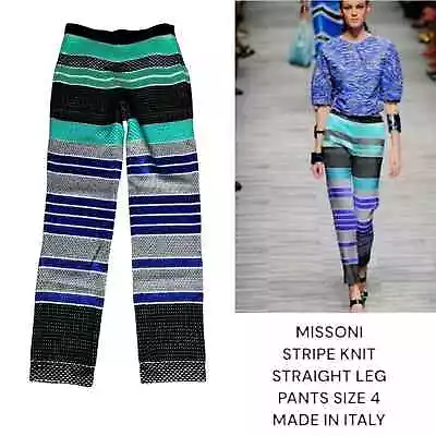 Missoni Stripe Knit Fabric Straight Leg Pants Size 4 Small Made In Italy • $250