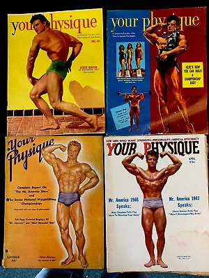 4 STEVE REEVES YOUR PHYSIQUE Magazines BEEFCAKE GAY MUSCLE Bodybuilder VINTAGE • $40