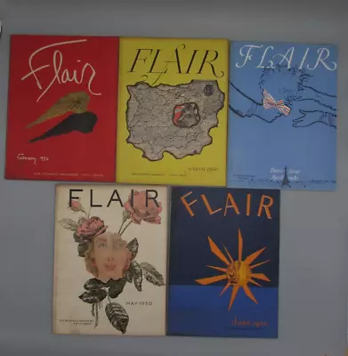 $105.99 • Buy Lot Of 5 February (premier Issue) - June 1950 Flair Magazines Ny101
