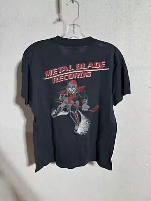 Vintage 80s Metal Blade Records Hockey T Shirt L Thrash Death Metal Metallica • $175