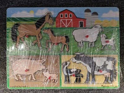 $5.20 • Buy  Melissa & Doug Farm & Farm Peek A Boo Peg Puzzles Wood Puzzle Complete 8 Pcs.