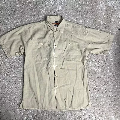 Veezo Linen Camp Shirt Mens XL Beige Button Up Casual Shirt Summer Wear • $19.69