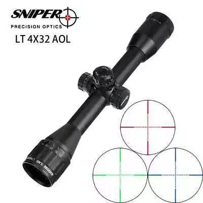 Sniper LT 4X32 AOL Rifle Scope 1'' Tube Full Size Illuminated Mil Dot Reticle • $42.99