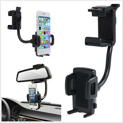 360° Universal Car Rearview Mirror Mount Holder Stand Cradle For Cell Phone GPS • £8.39