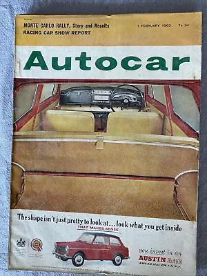 £5 • Buy Autocar Magazine 1 February 1963 Aaltonen Mini Wins Monte Carlo Rally Diesels