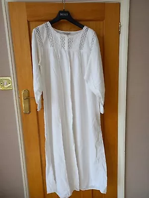 Past Times Beautiful Soft White Cotton Nightdress With Crochet On Bodice • £21