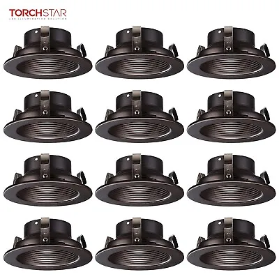 12 Pack 4  Recessed Can Light Trim With Oil Rubbed Bronze Step Baffle • $61.99
