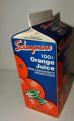 Unused Sealed Schwegmann New Orleans Grocery Store Orange Juice OJ Container • $19