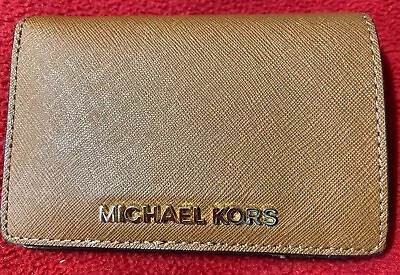 Michael Kors Brown Crossgrain Leather Bifold Wallet NICE • $26.95