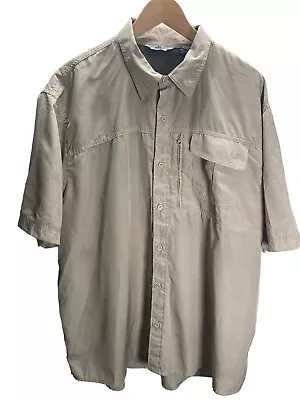 Wrangler Mens Vented Shirt Size 2XL Brown Beige Zip Mesh Nylon Blend Button Up • $8.95