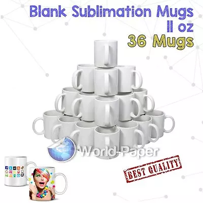 Sublimation Mugs White 11oz Coated Cup Blank Heat Press Printing Transfer X36 #1 • $79