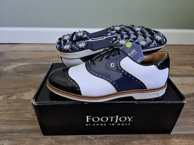 NEW Footjoy Dryjoys Premiere Wilcox Mens Golf Shoes WH/NAVY/BLK 54323 8M • $205