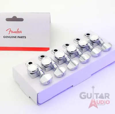 Genuine Fender CHROME LOCKING Tuners 6-InLine 2-pin Strat/Tele F Logo Machines • $59.35