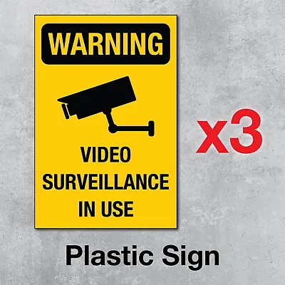 3 PACK - WARNING CCTV Security Surveillance Camera In Use 5mm Thick Plastic Sign • $11.70