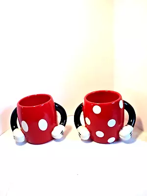 Disney Galerie Mickey Minnie Mouse Cup Coffee Mug Red Polka Dot Pants Arms Lot 2 • $10