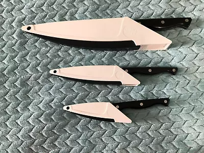 $29.99 • Buy Pampered Chef 3-Piece Kitchen Knife Set With Self Sharpening Hard Cases Chefs