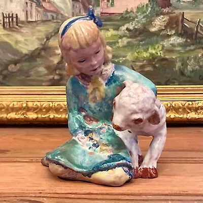Esther Shirley Pottery Sculpture Figure Little Girl & Lamb  • $30