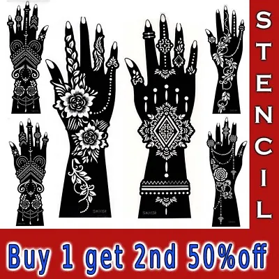 Large Henna Temporary Tattoo Stencils Hand Mandala Body Art Template India Lace • £3.98