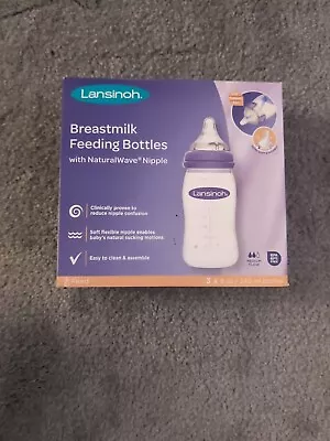 Lansinoh Breast Milk Feeding Bottles With Natural Wave Nipple 3x 8oz/240ml • $14.54