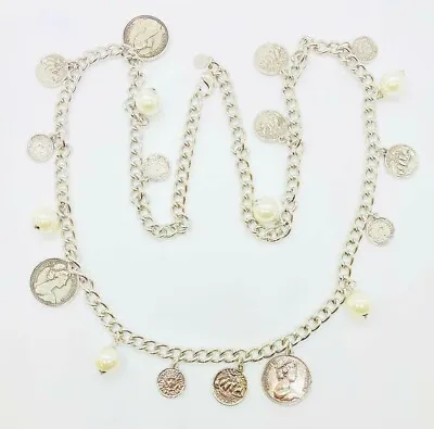 HSN Joan Boyce Simulated Pearl & Coin Dangle 38  Necklace • $12