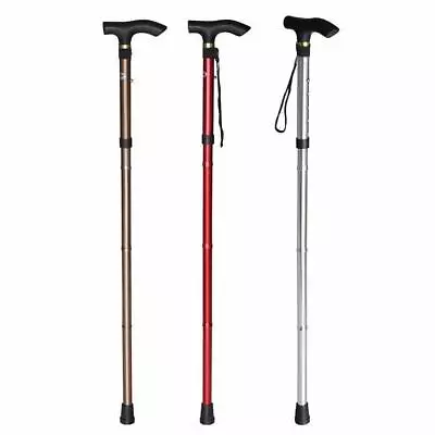 Walking Stick Lightweight Easy Folding Hight  Adjustable Aluminum Metal Cane • £6.95