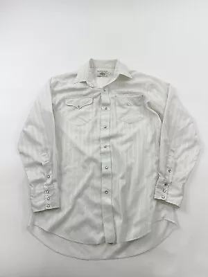 Vintage Mesquite Shirt Mens 16 34 White Pearl Snap Niver Western Wear 80s • $18.62