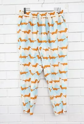 Women's Peter Alexander Blue Dachshund Argyle Long Pyjama Pants Size L • $15