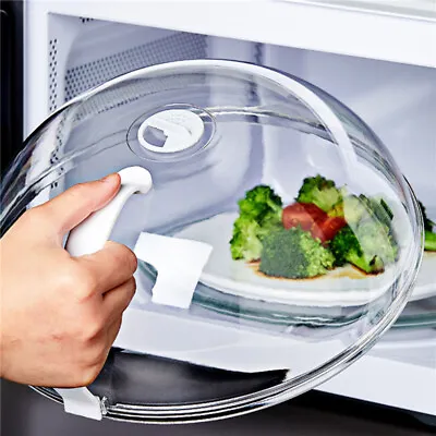 Plastic Microwave Plate Cover Clear Steam Vent Splatter Lid Food Dish Covers • $10.72