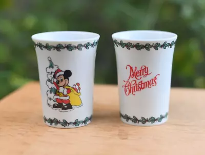 Vintage Disney  Christmas  Mickey Bathroom Toothbrush Cup  Santa Japan $24 Each • $24