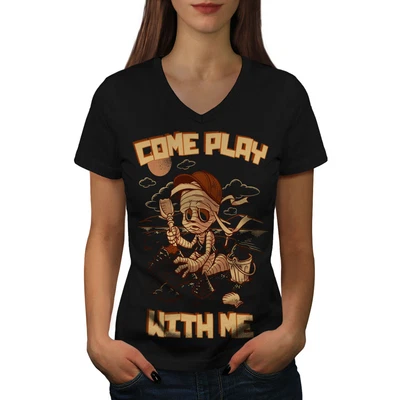 £17.99 • Buy Wellcoda Come Play With Me Womens V-Neck T-shirt, Mummy Graphic Design Tee