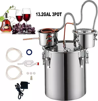 13.2 Gal 3Pot Moonshine Still Stainless Water Wine Alcohol Distiller Brewing Kit • $136.50