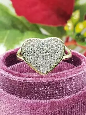 3CT 100% Genuine Moissanite Women's Heart Micro Pave Ring 925 Silver Free Gift • $186.19