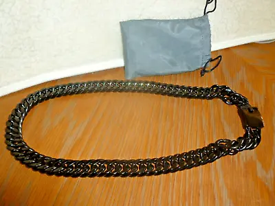 Men's Cuban 28 X 3/4  316L Diamond Cut Blk Stainless Steel Necklace With Bag • $34.99