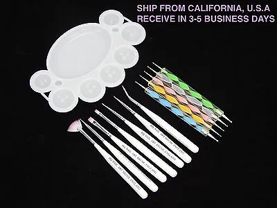 5x Nail Art Dotting Pen + 7x Painting Drawing Polish Brush Uv Gel Tools Set Pink • $9.99