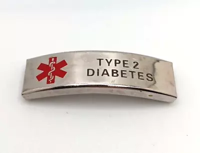 Type 2 Diabetes Stainless Steel Medical Alert Curved Bracelet Band Charm • $9.95
