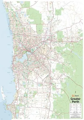 $34.90 • Buy (laminated) Map Of Perth & Region Poster (70x100cm) Wall Chart Wa Road Guide Art