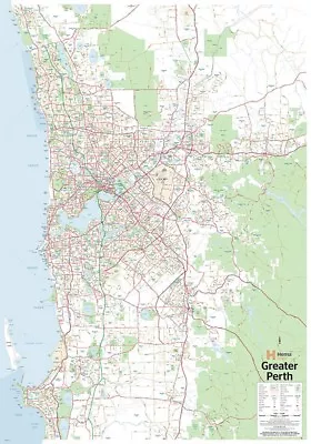 $34.90 • Buy (laminated) Map Of Perth & Region Poster (70x100cm) Wall Chart Wa Road Guide Art