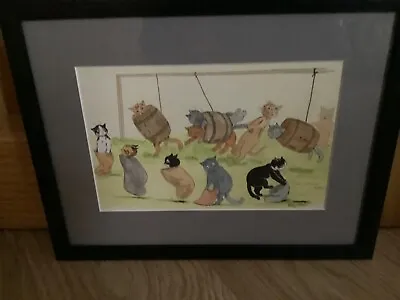 Framed Vintage Print The Obstacle Race Famous Cat Pictire By Louis Wain • £55