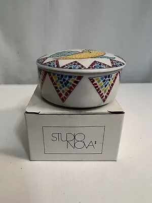 NOS Mikasa Studio Nova MZ500 Lidded Porcelain Trinket Jewelry Box MOON SHINE  • $12