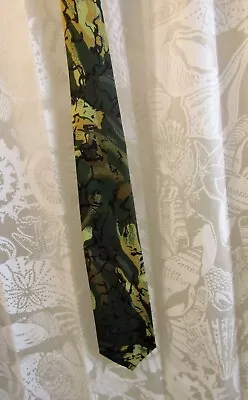 Dino Collection Green Camouflage 56  Long Tie Made In USA • $5.30