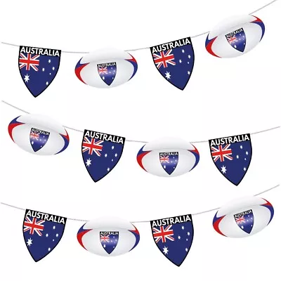 Rugby Australia Flag Ball Bunting Party Decorations For World Cup - 12pcs 2.5m • £6.95