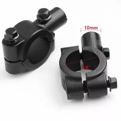 Universal Black Motorcycle Handlebar Mirror Mount 10mm 7/8  Aluminum Clamp • $12