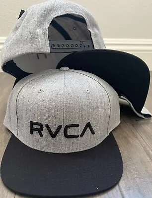 RVCA Heather Grey Black 2 Tone TWILL Logo Snapback Snap Adjustable Hat Cap • $21.44