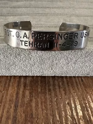 Vtg USMC Military ID Cuff Bracelet SGT.GA Persinger Tehran 11-4-79 6.5” • $35