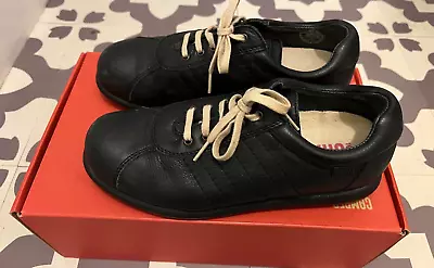 Camper Pelotas Ariel Black Leather Lace Up Shoes Size 6 UK 39 EU • £45