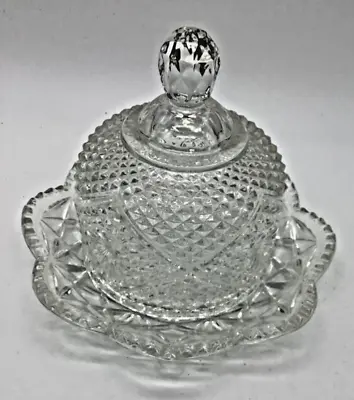$12 • Buy Fostoria Clear Round Dome Covered Pressed Glass Cheese Butter Keeper Dish AVON